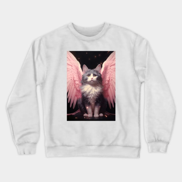 Guardian Cat Angel Poster Crewneck Sweatshirt by Juka